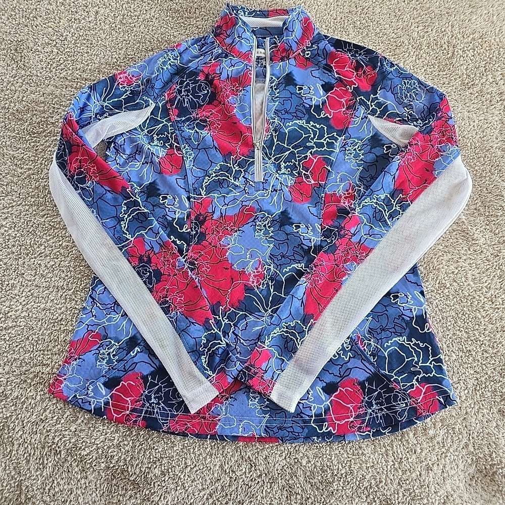 Pebble Beach Dry-Luxe Performance Floral‎ 1/4 Zip Pullover Vented Women's Sz XS